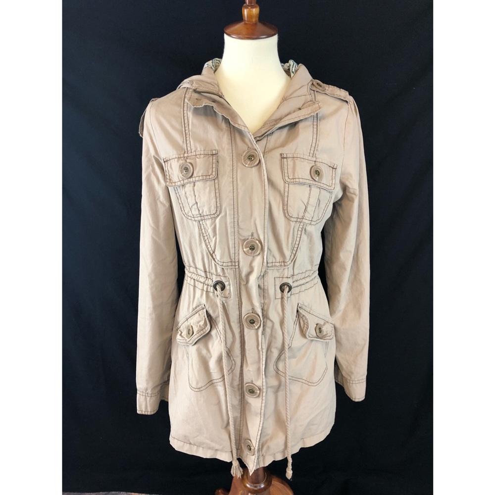 Maurices Beige Hooded Utility Jacket